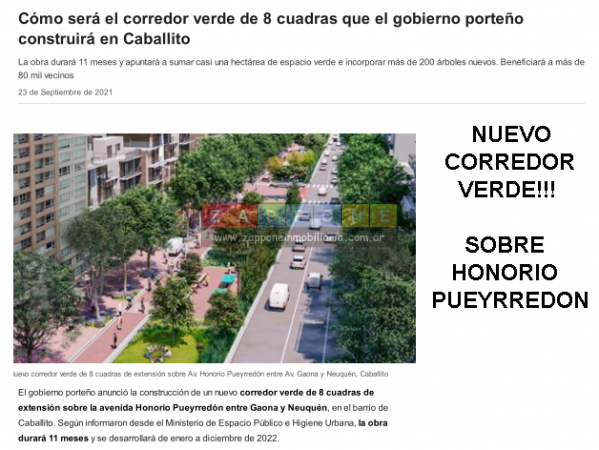 Futuro Corredor Verde Honorio Pueyrredón Óptima Ubicación